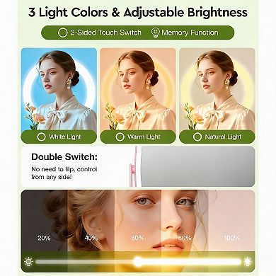 Adjustable Height 1X/20X Magnifying Vanity Mirror with Tray & Phone Holder