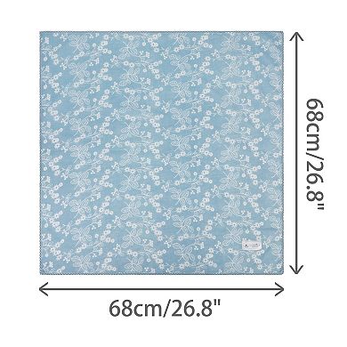 Women's Line Chrysanthemum Pattern Scarf Square 26.7''X26.7'' Elegant Neck Scarves