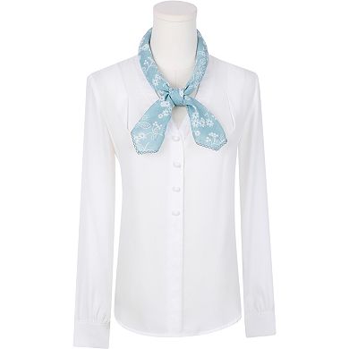 Women's Line Chrysanthemum Pattern Scarf Square 26.7''X26.7'' Elegant Neck Scarves