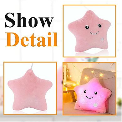Glowing Star Pillow for Kids - Soft, Plush, Color-Changing, Decorative