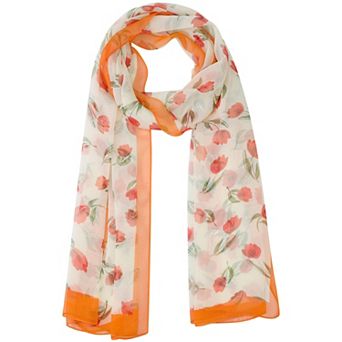 Women's Floral Vintage Scarf, Silky Lightweight Sunscreen Neckerchief Head Wrap Bandanas