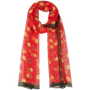 Women's Floral Vintage Scarf, Silky Lightweight Sunscreen Neckerchief Head Wrap Bandanas