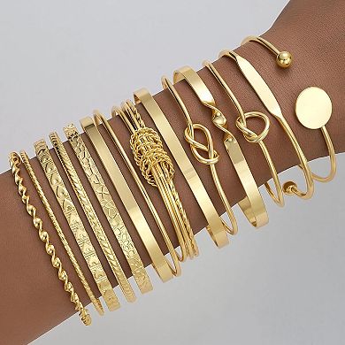 14K Gold Plated Chunky Bangle Set for Women