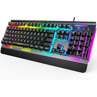 Gaming Keyboard, USB Wired Computer Keyboard, 15-Zone RGB Illumination, IP32 Water Resistance