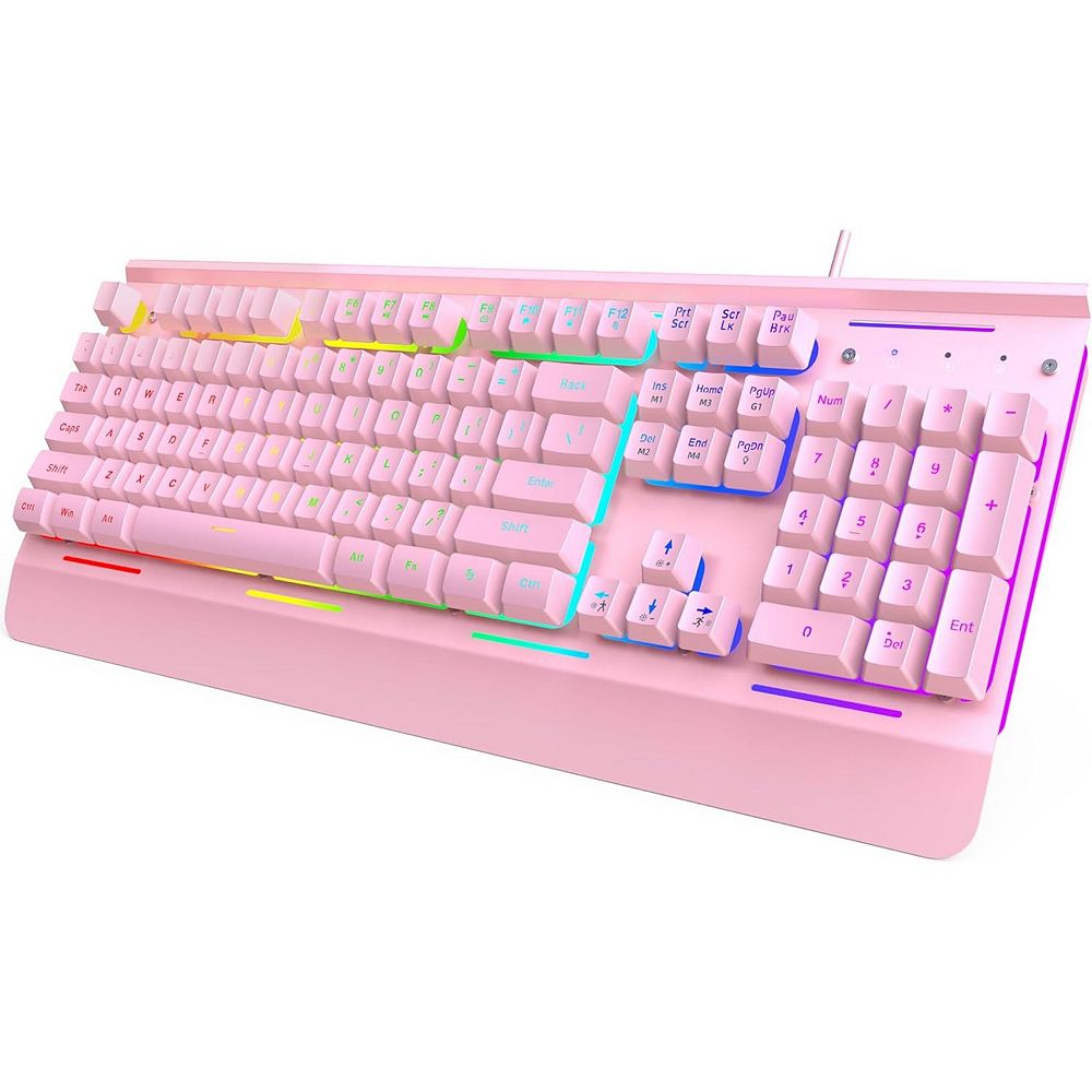 Gaming Keyboard, USB Wired Computer Keyboard, 15-Zone RGB Illumination ...