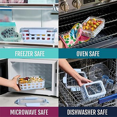 10-Piece Glass Food Storage Set with Silicone Sleeves and Airtight Lids