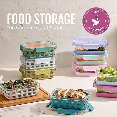 10-Piece Glass Food Storage Set with Silicone Sleeves and Airtight Lids