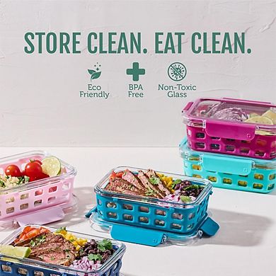 10-Piece Glass Food Storage Set with Silicone Sleeves and Airtight Lids