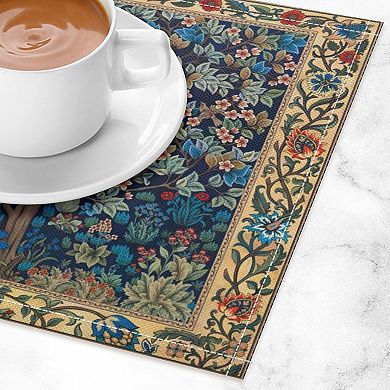 William Morris Floral Placemats Vintage Flower Boho Chic Retro Floral Linen Washable Table Mats