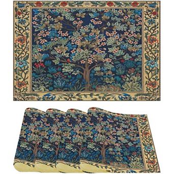 William Morris Floral Placemats Vintage Flower Boho Chic Retro Floral Linen Washable Table Mats