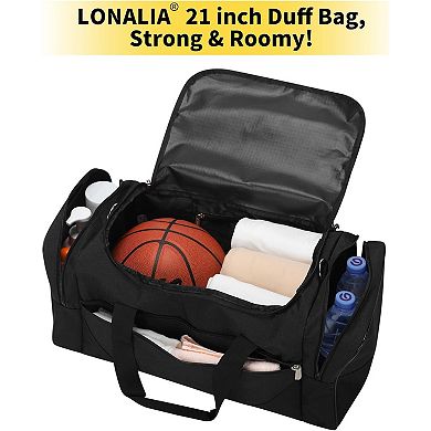 21" Duffel Bag for Travel & Sports - 34L, 5 Pockets, Trolley Sleeve