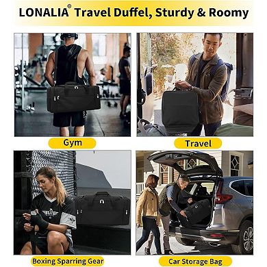 21" Duffel Bag for Travel & Sports - 34L, 5 Pockets, Trolley Sleeve
