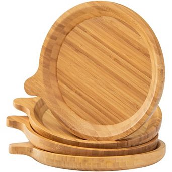 4 Pack Bamboo Wood Plates , 7.5 Inch Dinner Plates for Snack, Dessert, Fruit Platter