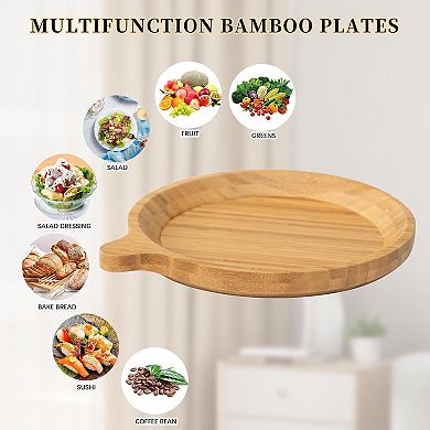 4 Pack Bamboo Wood Plates , 7.5 Inch Dinner Plates for Snack, Dessert, Fruit Platter