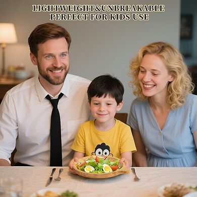 4 Pack Bamboo Wood Plates , 7.5 Inch Dinner Plates for Snack, Dessert, Fruit Platter