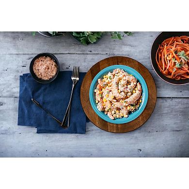 Wooden Serving Platter Set of 2-13" Handcrafted Serving Plates - Round Rustic Natural Tableware