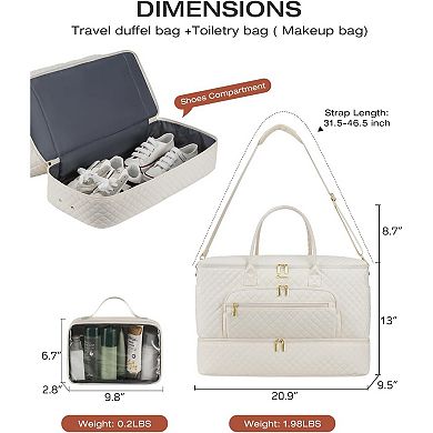 Wide-Opening Travel Duffel Bag with Shoe Compartment & Wet Pocket