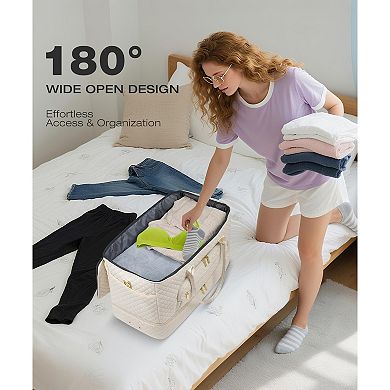 Wide-Opening Travel Duffel Bag with Shoe Compartment & Wet Pocket