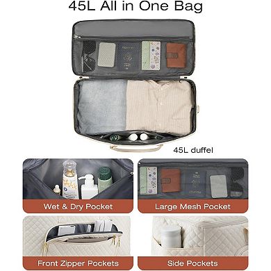 Wide-Opening Travel Duffel Bag with Shoe Compartment & Wet Pocket