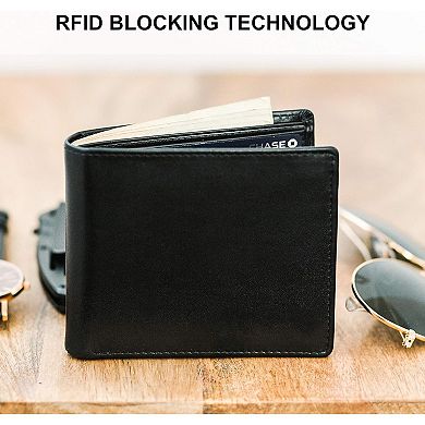 Top Grain Leather Wallet for Men: Slim, RFID-Blocking, 8 Card Slots