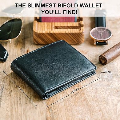 Top Grain Leather Wallet for Men: Slim, RFID-Blocking, 8 Card Slots