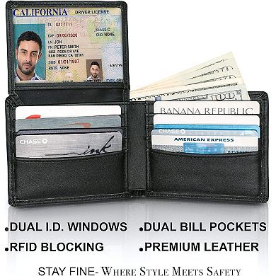 Top Grain Leather Wallet for Men: Slim, RFID-Blocking, 8 Card Slots