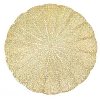 12 Pack Round Pressed Vinyl Placemats, 15 Inch Hollow Out Vinyl Dining Table Mats