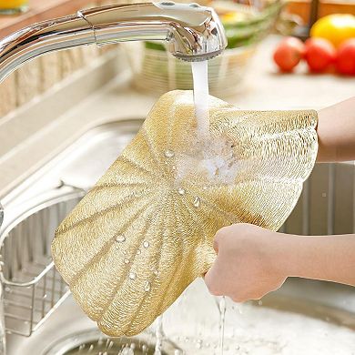 12 Pack Round Pressed Vinyl Placemats, 15 Inch Hollow Out Vinyl Dining Table Mats