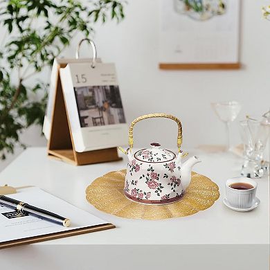 12 Pack Round Pressed Vinyl Placemats, 15 Inch Hollow Out Vinyl Dining Table Mats