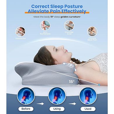Ergonomic Memory Foam Pillow for Neck Support & Cooling