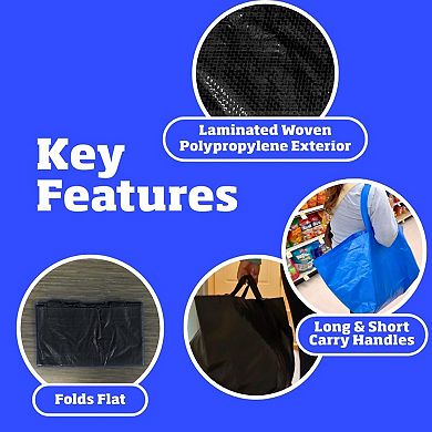 Great Ambitions Large Reusable Shopping Bag Heavy Duty Open-Top Tote,18-Gallon Capacity