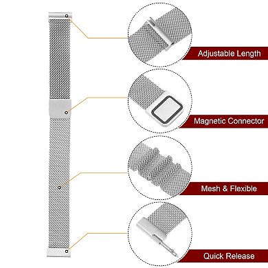 Stainless Steel Mesh Watch Band Quick Release Magnetic Clasp