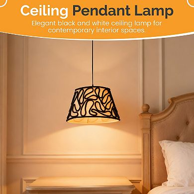 Vintiquewise Decorative Fabric Pendant Lampshade with Swirl Design Hanging Ceiling Light Shade