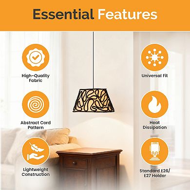 Vintiquewise Decorative Fabric Pendant Lampshade with Swirl Design Hanging Ceiling Light Shade