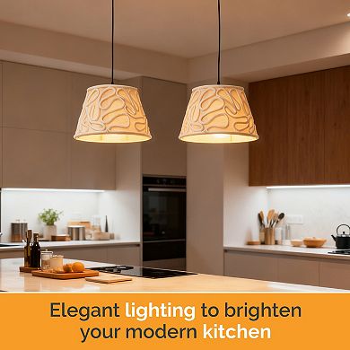 Vintiquewise Decorative Fabric Pendant Lampshade with Swirl Design Hanging Ceiling Light Shade