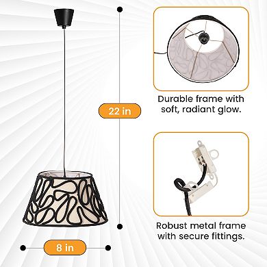 Vintiquewise Decorative Fabric Pendant Lampshade with Swirl Design Hanging Ceiling Light Shade