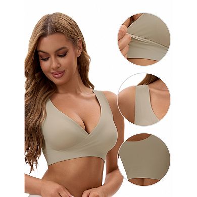 2 Packs Women's Nursing Bra Crossover Push Up Wirefree Sleep Breastfeeding Bralette