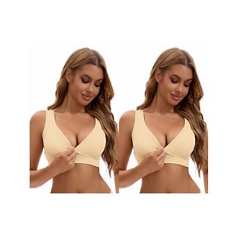 2 Packs Women's Nursing Bra Crossover Push Up Wirefree Sleep Breastfeeding Bralette