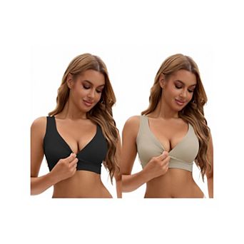 2 Packs Women's Nursing Bra Crossover Push Up Wirefree Sleep Breastfeeding Bralette