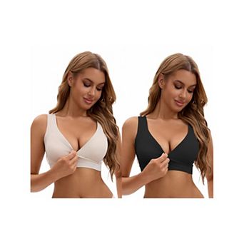 2 Packs Women's Nursing Bra Crossover Push Up Wirefree Sleep Breastfeeding Bralette