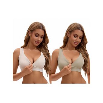 2 Packs Women's Nursing Bra Crossover Push Up Wirefree Sleep Breastfeeding Bralette