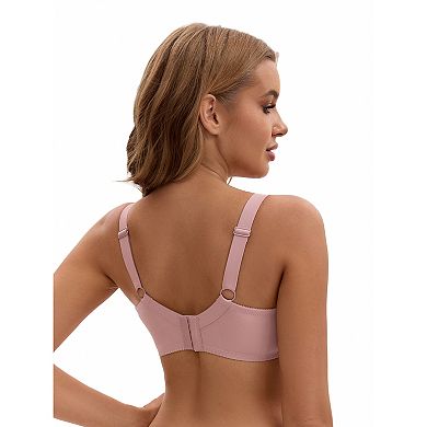 2 Packs Women's Lace Mesh Full Coverage Underwire Soft Cup Light and Breathable Push Up Bras