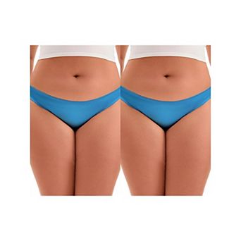 2 Packs Women's Low Waist Frill Trim Satin Full Coverage Briefs