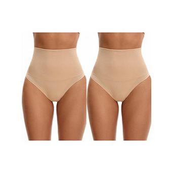 2 Packs Women's Thong Shapewear Tummy Control High Waist Shaping Panties Body Shaper Underwear