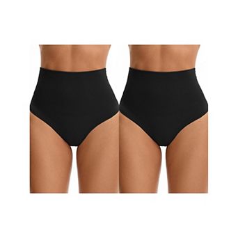 2 Packs Women's Thong Shapewear Tummy Control High Waist Shaping Panties Body Shaper Underwear