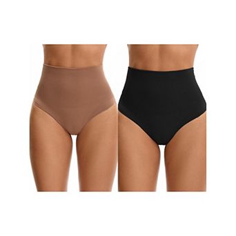 2 Packs Women's Thong Shapewear Tummy Control High Waist Shaping Panties Body Shaper Underwear
