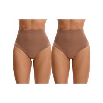 2 Packs Women's Thong Shapewear Tummy Control High Waist Shaping Panties Body Shaper Underwear