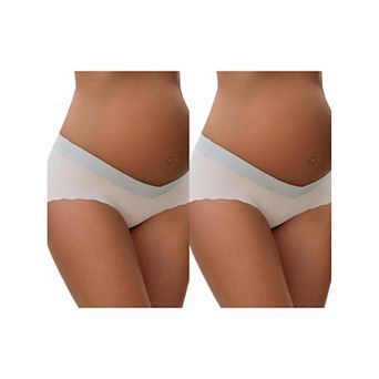 2 Packs Women's Low Waist Ice Silk Seamless Maternity Briefs Pregnancy Under the Bump Underwear