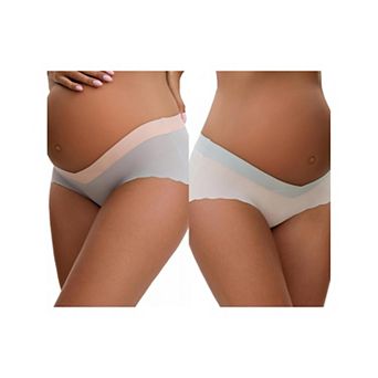 2 Packs Women's Low Waist Ice Silk Seamless Maternity Briefs Pregnancy Under the Bump Underwear