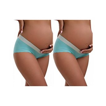 2 Packs Women's Low Waist Ice Silk Seamless Maternity Briefs Pregnancy Under the Bump Underwear